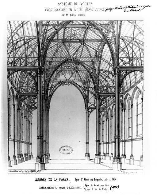 Ossature m�tallique con�ue par Louis Auguste Boileau
